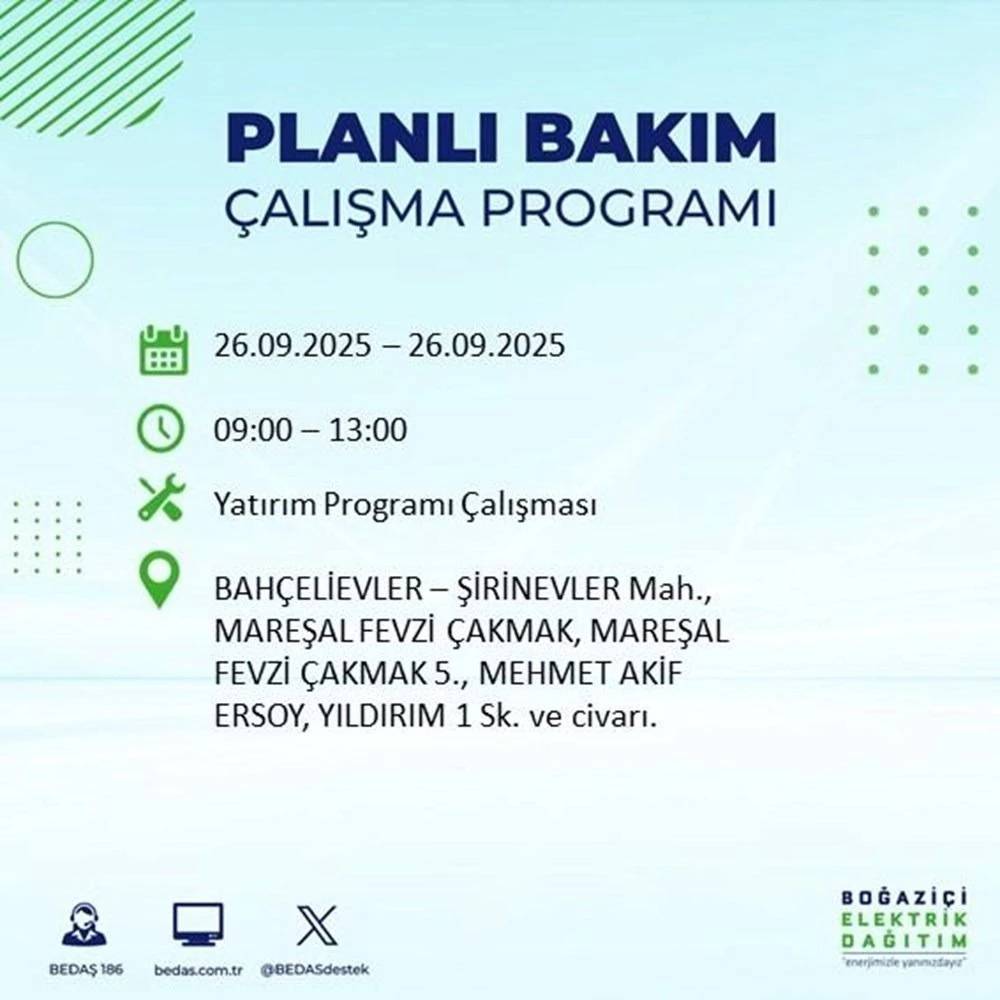 İstanbul’da elektrik alarmı! 23 ilçede 10 saatlik kesinti listesi açıklandı 7